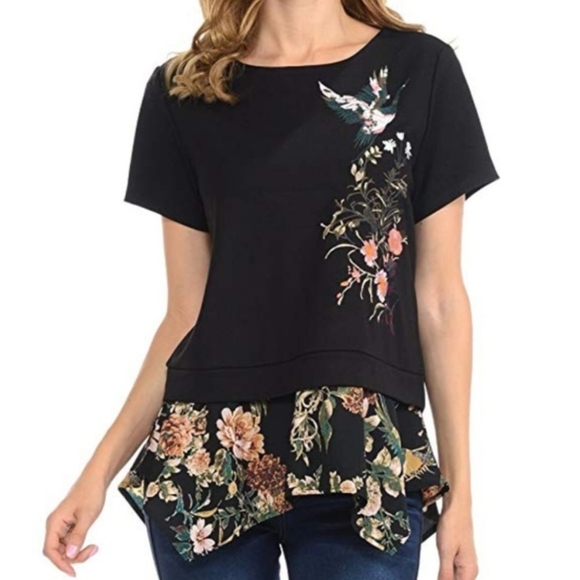 NWOT W5 Anthropologie Floral Embroidered Top - Picture 1 of 9